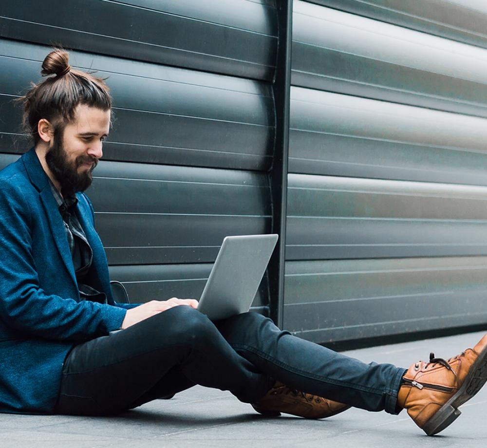 Man writing email