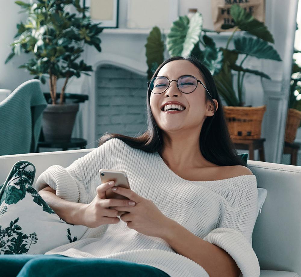 Woman accessing the portal and loving it