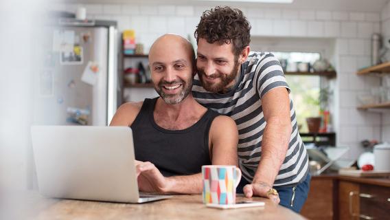 Couple looking at their renewal options